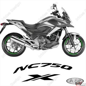PROFILI ADESIVI SPORT CERCHIO RUOTA GRAFICA STICKERS HONDA NC750X BIANCO VERDE