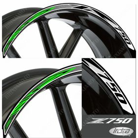 PROFILI ADESIVI CERCHI PRECURVATI 00182 COMPATIBILI KAWASAKI Z750 BIANCO VERDE