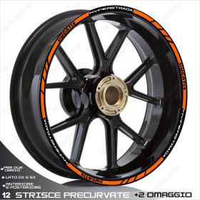 SET OF RIM WHEEL STICKERS DECALS SPORT LINE DUCATI HYPERSTRADA WHITE ORANGE