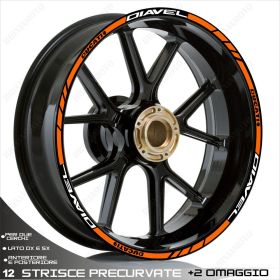 SET OF RIM WHEEL STICKERS DECALSSPORT LINE DUCATI DIAVEL WHITE ORANGE