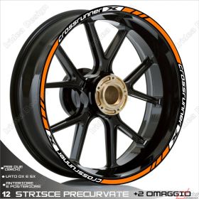 PROFILI ADESIVI SPORT CERCHIO RUOTA HONDA VFR 800 X CROSSRUNNER BIANCO ARANCIO