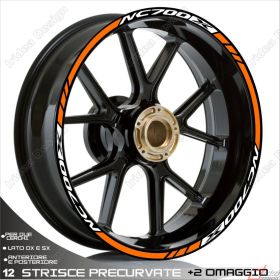 PROFILI ADESIVI SPORT CERCHIO RUOTA GRAFICA STICKERS HONDA NC700X BIANCO ARANCIO