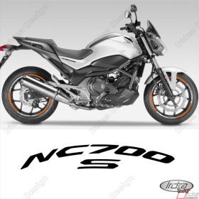 SET OF RIM WHEEL STICKERS DECALSSPORT LINE HONDA NC700S WHITE ORANGE