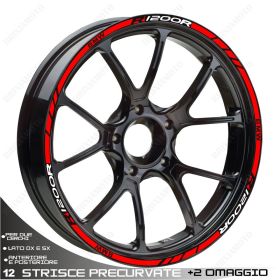 SET OF RIM WHEEL STICKERS DECALS SPORT LINE BMW R1200R 2005-2014 WHITE RED