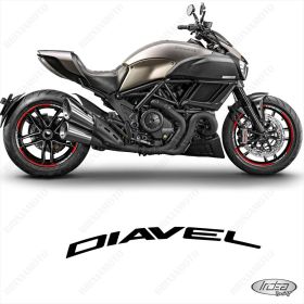 SET OF RIM WHEEL STICKERS DECALSSPORT LINE DUCATI DIAVEL WHITE RED