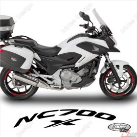 SET OF RIM WHEEL STICKERS DECALSSPORT LINE HONDA NC700X WHITE RED