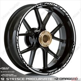 SET OF RIM WHEEL STICKERS DECALSSPORT LINE HONDA NC700X WHITE SILVER