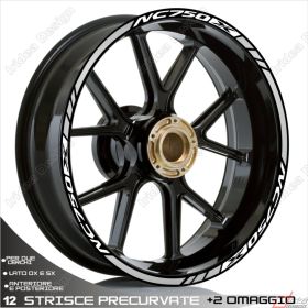 SET OF RIM WHEEL STICKERS DECALS SPORT LINE HONDA NC750X WHITE SILVER