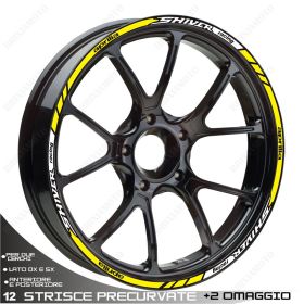 PROFILI ADESIVI SPORT CERCHIO RUOTA STICKERS APRILIA SHIVER 750 BIANCO GIALLO