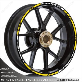 SET OF RIM WHEEL STICKERS DECALSSPORT LINE BMW S 1000 RR WHITE YELLOW