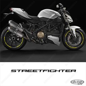 SET OF RIM WHEEL STICKERS DECALS SPORT LINE DUCATI STREETFIGHTER WHITE YELLOW