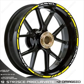 ENSEMBLE AUTOCOLLANTS ADHESIFS LIGNE SPORT DUCATI DIAVEL BLANC JAUNE