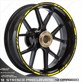SET OF RIM WHEEL STICKERS SPORT LINE DUCATI SCRAMBLER CAFE RACER 17-17 YELLOW