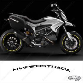 SET OF RIM WHEEL STICKERS DECALS SPORT LINE DUCATI HYPERSTRADA YELLOW