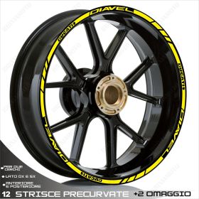 SET OF RIM WHEEL STICKERS DECALS SPORT LINE DUCATI DIAVEL YELLOW