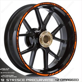 PROFILI ADESIVI SPORT CERCHIO RUOTA STICKERS DUCATI SCRAMBLER 800 18-17 ARANCIO