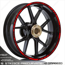 SET OF RIM WHEEL STICKERS DECALS SPORT LINE DUCATI SCRAMBLER 800 18-17 RED