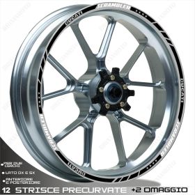 SET OF RIM WHEEL STICKERS SPORT LINE DUCATI SCRAMBLER 400 SIXTY2 WHITE BLACK