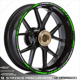 ENSEMBLE AUTOCOLLANTS ADHESIFS LIGNE SPORT DUCATI SCRAMBLER 800 18-17 BLANC VERT