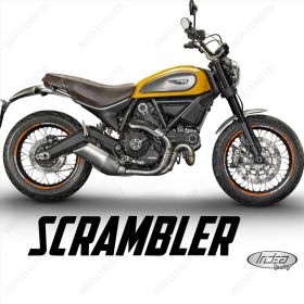 SET OF RIM WHEEL STICKERS SPORT LINE DUCATI SCRAMBLER 800 18-17 WHITE ORANGE