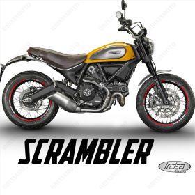 SET OF RIM WHEEL STICKERS DECALS SPORT LINE DUCATI SCRAMBLER 800 18-17 WHITE RED