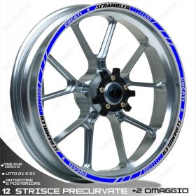 RIM WHEEL STICKERS SPORT LINE DUCATI SCRAMBLER DESERT SLED 19-17 BLACK BLUE