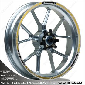 RIM WHEEL STICKERS SPORT LINE DUCATI SCRAMBLER DESERT SLED 19-17 BLACK GOLD