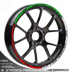PROFILI ADESIVI SPORT CERCHIO RUOTA GRAFICA STICKERS BMW R 1200 GS TRICOLORE