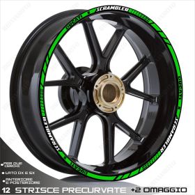 RIM WHEEL STICKERS SPORT LINE DUCATI SCRAMBLER DESERT SLED 19-17 WHITE GREEN
