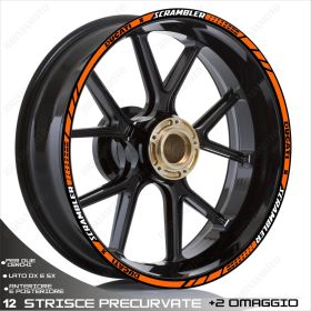 RIM WHEEL STICKERS SPORT LINE DUCATI SCRAMBLER DESERT SLED 19-17 WHITE ORANGE