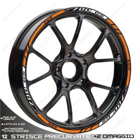 PROFILI ADESIVI SPORT CERCHIO RUOTA STICKERS BMW F700 GS BIANCO ARANCIO