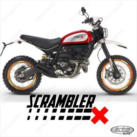 RIM WHEEL STICKERS SPORT LINE DUCATI SCRAMBLER DESERT SLED 19-17 WHITE RED