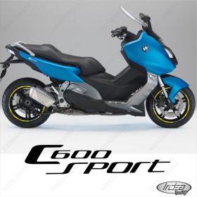 ENSEMBLE AUTOCOLLANTS ADHESIFS LIGNE SPORT BMW C600 SPORT BLANC JAUNE