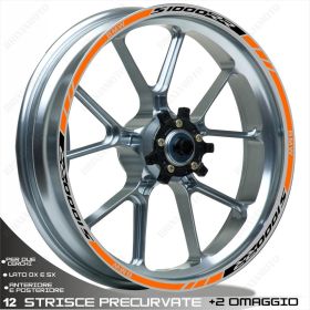 SET OF RIM WHEEL STICKERS DECALS SPORT LINE BMW S 1000 RR BLACK ORANGE