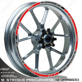 SET OF RIM WHEEL STICKERS DECALS SPORT LINE BMW S 1000 RR BLACK RED