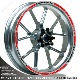 SET OF RIM WHEEL STICKERS DECALS SPORT LINE DUCATI DIAVEL BLACK RED