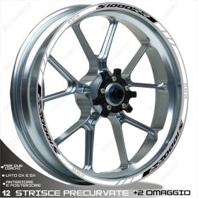 SET OF RIM WHEEL STICKERS DECALS SPORT LINE BMW S 1000 RR BLACK WHITE