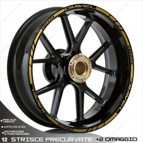SET OF RIM WHEEL STICKERS DECALS SPORT LINE DUCATI DIAVEL GOLD