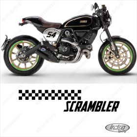 ENSEMBLE AUTOCOLLANTS LIGNE SPORT DUCATI SCRAMBLER CAFE RACER 17-17 BLANC VERT