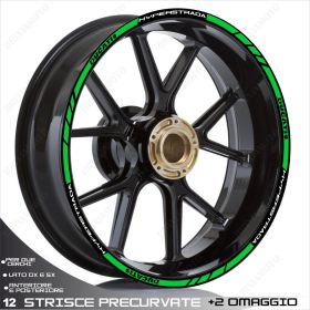 SET OF RIM WHEEL STICKERS DECALSSPORT LINE DUCATI HYPERSTRADA WHITE GREEN