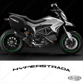 SET OF RIM WHEEL STICKERS DECALSSPORT LINE DUCATI HYPERSTRADA WHITE GREEN