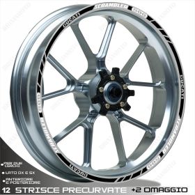 SET OF RIM WHEEL STICKERS SPORT LINE DUCATI SCRAMBLER 800 18-17 WHITE BLACK