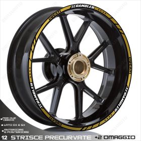 PROFILI ADESIVI SPORT CERCHIO RUOTA DUCATI SCRAMBLER 400 SIXTY2 BIANCO ORO
