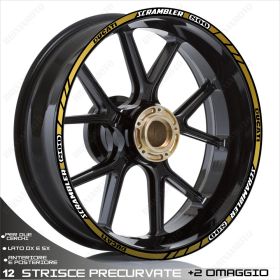SET OF RIM WHEEL STICKERS SPORT LINE DUCATI SCRAMBLER 800 18-17 WHITE GOLD