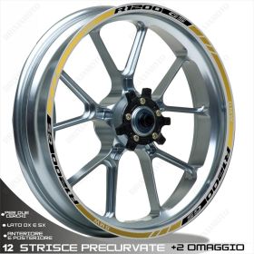 SET OF RIM WHEEL STICKERS DECALS SPORT LINE BMW R 1200 GS BLACK GOLD