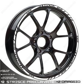 SET OF RIM WHEEL STICKERS DECALS SPORT LINE BMW R 1200 GS WHITE