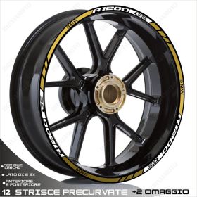 PROFILI ADESIVI SPORT CERCHIO RUOTA GRAFICA STICKERS BMW R 1200 GS BIANCO ORO
