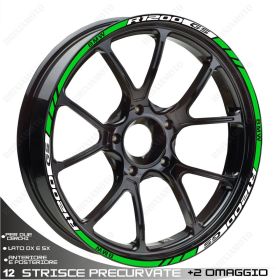 PROFILI ADESIVI SPORT CERCHIO RUOTA GRAFICA STICKERS BMW R 1200 GS BIANCO VERDE