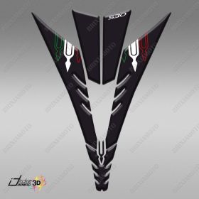 STICKERS 3D 530 Y FRONT FAIRING T MAX 2012-2014 SUITABLE FOR TMAX TRICOLOR BLACK