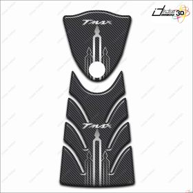 PROTECTION SPORTELLO TANK STICKER 3D FOR YAMAHA T MAX 2008 2011 CARBON SILVER